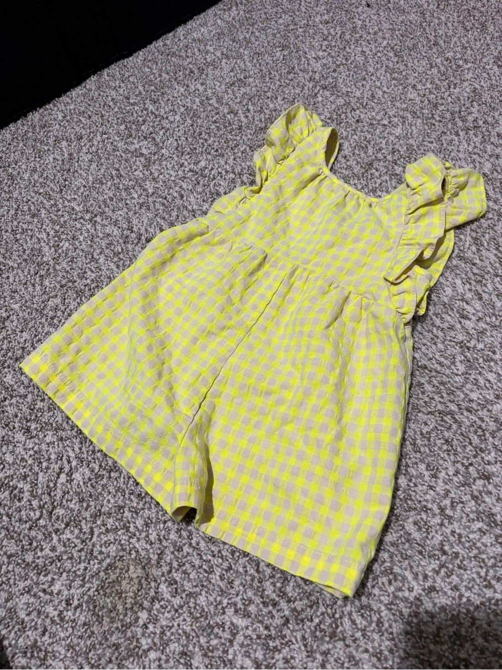 Zara Yellow Gingham Ruffle-Strap Romper